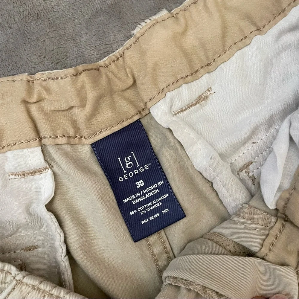 George‎ Men’s Beige Cargo Pants Shorts w/ Pockets Size 30 Staple Comfortable